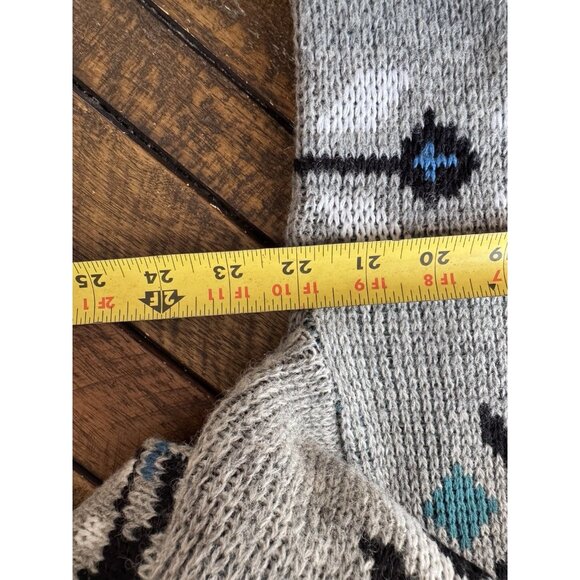 VTG 70s Tyrolia HEAD Pullover Ski Wool Sweater Men L Aztec Southwest Gray READ - Picture 11 of 15